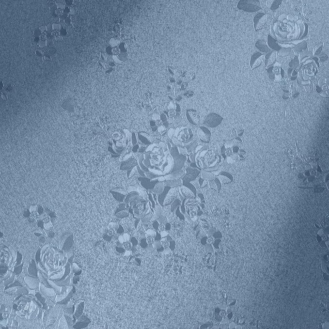 Erfoni 197"x17.7" Grey Blue Peel and Stick Wallpaper Thicken Floral Embossed by Erfoni