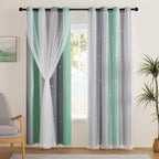 XiDi Curtains for Bedroom Decor, Rainbow Green LightgreyGrey52/96/1 by Addsomecolortolife
