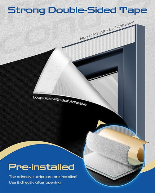 55" W x 78" L 100% Blackout Curtains, Total Darkness No-Drill Black Out Window - Image 2