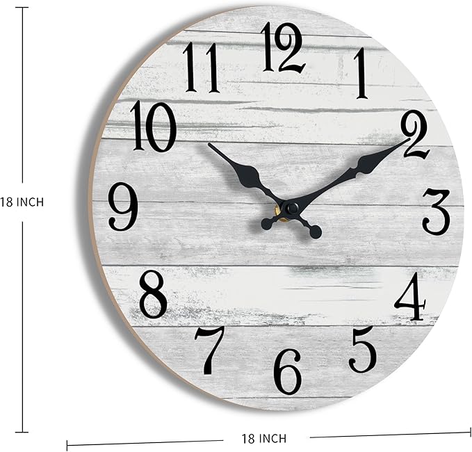 KECYET Wall Clock Battery Operated 18 Inch Large Gray Silent Non Ticking - Image 2
