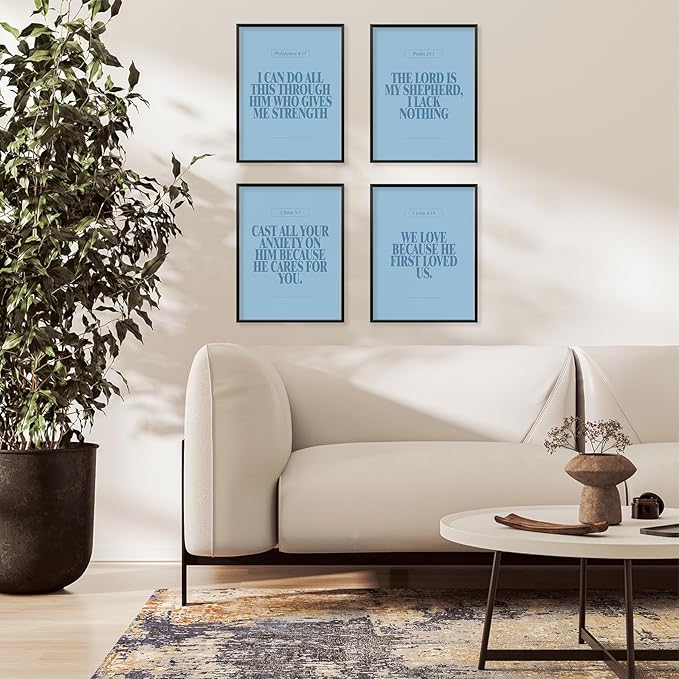 Locomiss Light Blue Christian Wall Art Decor, Modern Bible Verse Prints - Image 3