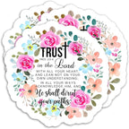 (3 Pack) Faith Stickers - Trust in The Lord with All Your Heart - Christian Waterproof Vinyl Decals for Books, Laptops, Tumblers, Water Bottles - Phones, Bible Verb Quotes - 3 x 3 Inch