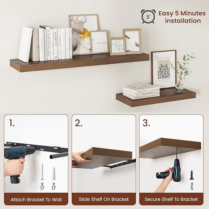 Vivelove Wide Floating Shelves for Wall 12 Inch Deep, 47.2" X 12" X 2" Floating - Image 9