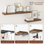 Vivelove Wide Floating Shelves for Wall 12 Inch Deep, 2 Inch Thick Shelf for - Image 8