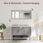 48x24 Beveled Silver Bathroom Vanity Mirror, Shatterproof Large Rectangle Metal - Image 2