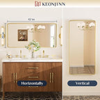 Keonjinn Gold Bathroom Mirrors for Wall 42” x 20” Large Rounded Rectangle Gold - Image 9