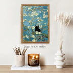 Fantasy Artists Van Gogh's Almond Blossom Funny Black Cat Canvas Wall Art - Image 5