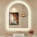 30"x36" Arched LED Mirror for Bathroom, Brushed Gold Lighted Bathroom Mirror by OUMUSUMIRROR