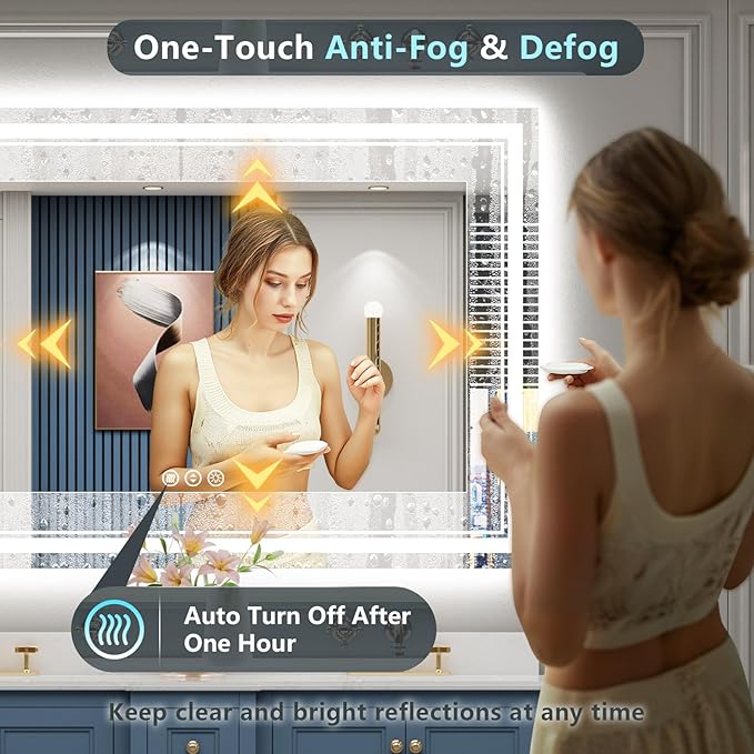60x30 LED Bathroom Mirror with Lights, Backlit and Front Lit Anti-Fog Lighted - Image 5