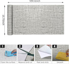 15.75"x590.6" Gray Grasscloth Wallpaper Peel and Stick Removable Textured Wall - Image 9