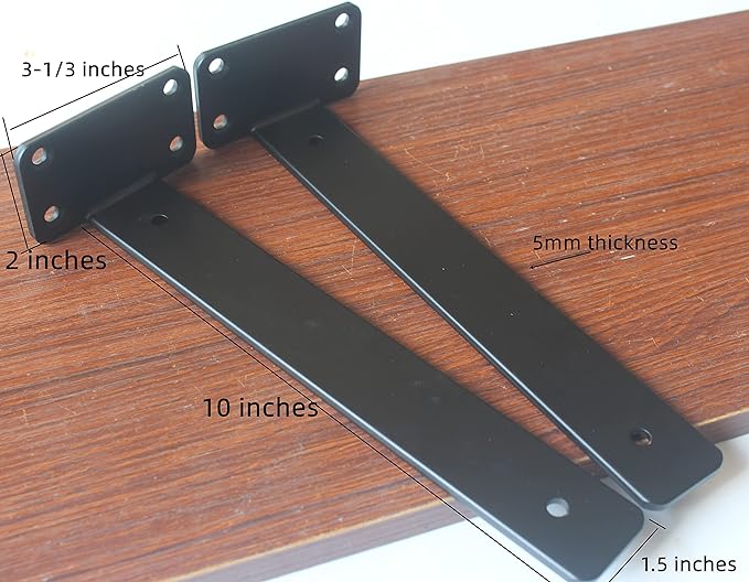 16 Pack - 10 inch Black Hidden L Shelf Bracket Iron Floating Shelf Brackets - Image 2