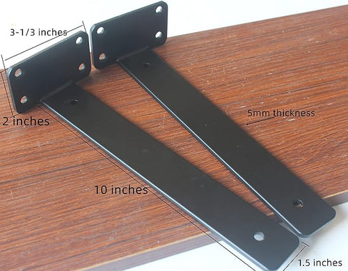 16 Pack - 10 inch Black Hidden L Shelf Bracket Iron Floating Shelf Brackets - Image 2