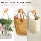Felidio Wood Wall Hooks, 4 Pack Coat Hooks Mounted Rustic Wooden Heavy Duty - Image 2