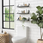 Forbena Grey Floating Shelves for Wall Decor Set of 3, Floating Book Shelves - Image 2