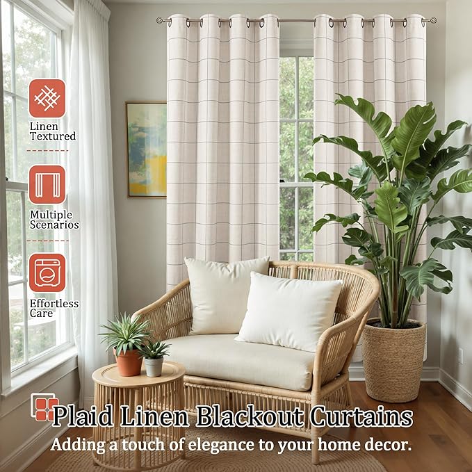 Lajode Grey Linen Blackout Curtains - Image 2