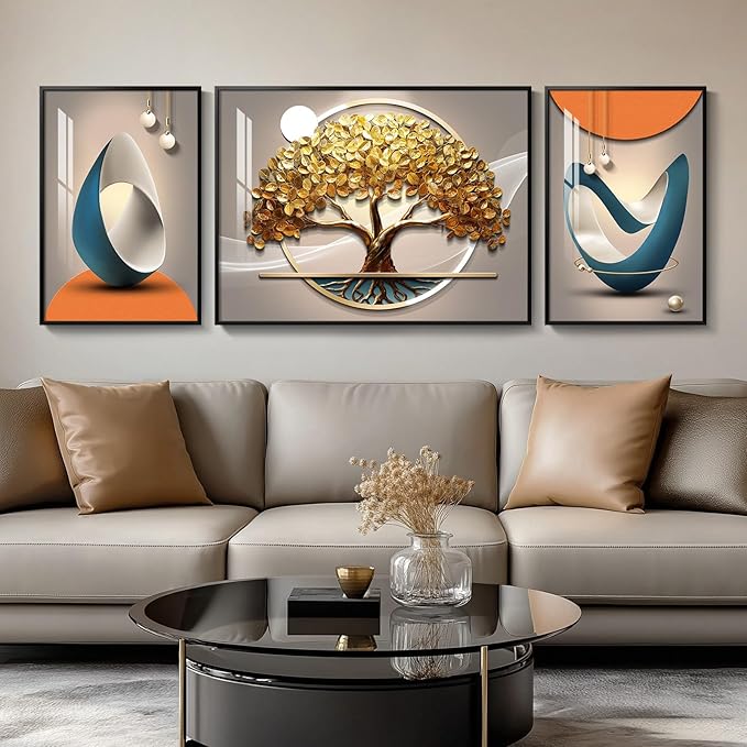 Cuspin Modern Luxury Large Wall Art Set of 3 Bright Style Abstract Paintings - Image 3