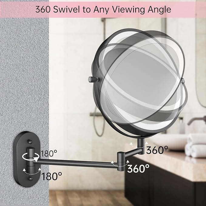 FUNTOUCH 5000mAh Rechargeable Wall Mounted Lighted Makeup Vanity Mirror - Image 5