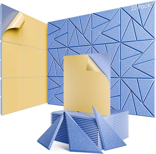 22 Pack Acoustic Panels with Self-Adhesive, Sound Panels High Density, by ROOME