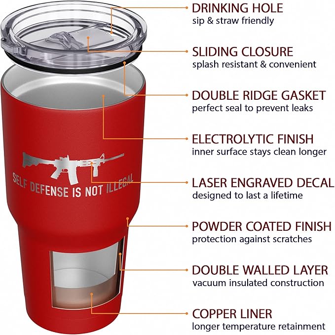 We The People Holsters - Self-Defense - Coffee Tumbler - American Flag Coffee Travel Mug - Engraved Tumbler - Double Insulated Tumbler - 30 oz