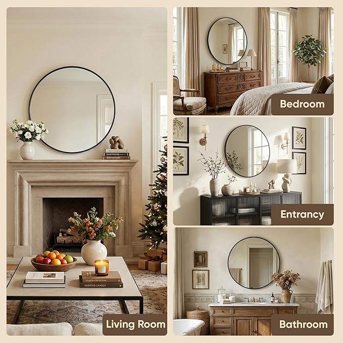 Antok 20 Inch Round Mirror for Wall, Round Bathroom Mirror, Circle Wall Mirrors - Image 8