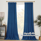 NICETOWN Blue Velvet Curtain Panels 84 inch Long, Luxury Rod Pocket Window - Image 3