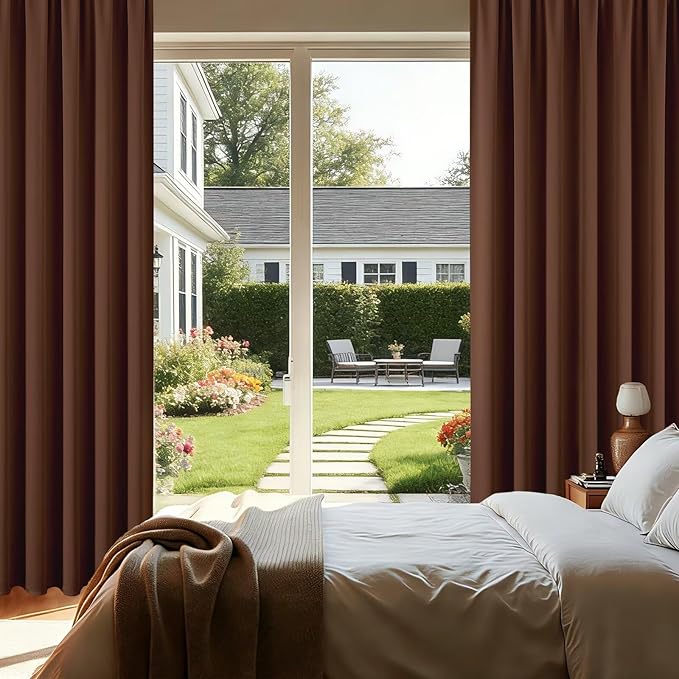 CUCRAF Brown Blackout Curtains 45 inch Length 2 Panels Set, Rod Pocket Room - Image 8