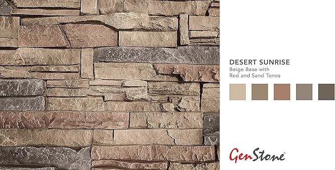 GenStone Faux Stacked Stone Sample 12" x 12" in Desert Sunrise Color - Image 3