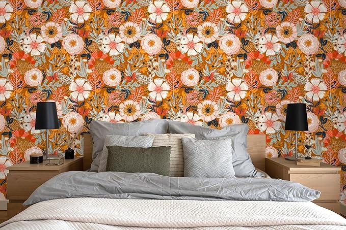 HAOKHOME Boho Peel and Stick Wallpaper Floral Wall Paper Removable - Image 2