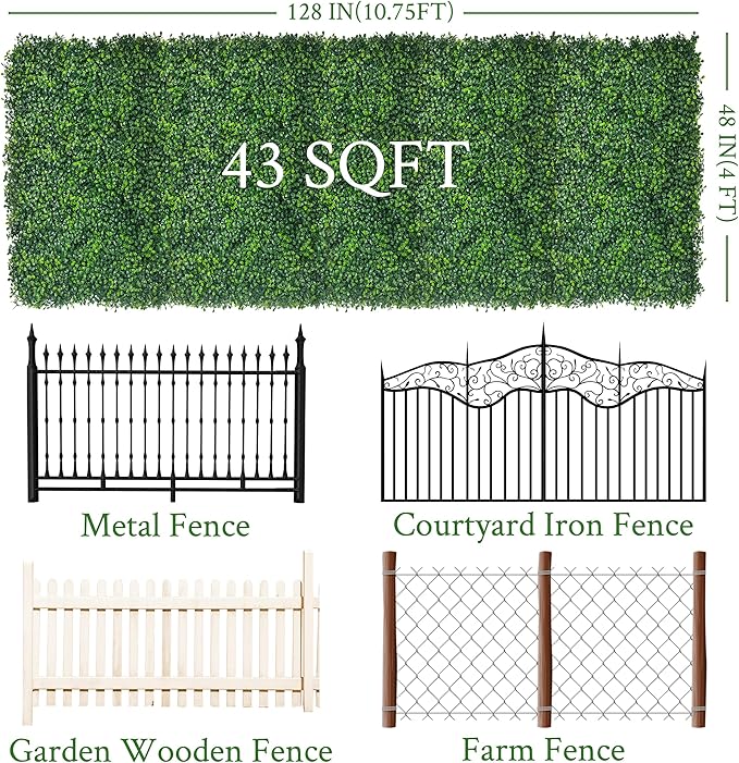 Artificial Ivy Privacy Fence Screen:48"x 128" 4-Layer Leaf UV-Anti Faux - Image 2