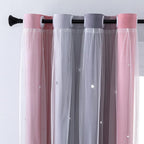 XiDi Curtains for Bedroom Decor, Rainbow Pink-Grey-34-54 by Addsomecolortolife