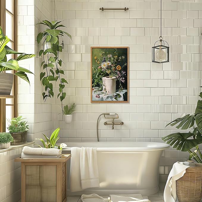 AtterrirArt Framed Funny Bathroom Wall Art, 16 * 24 Inches, Toilet Paper Floral - Image 5