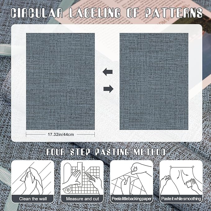 Amiya Grasscloth Wallpaper Blue Peel and Stick Faux Fabric Linen Contact Paper - Image 7
