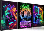 3Pcs Cool Gaming Wall Art Retro Video Gamer watercolor Posters Pictures by PPV