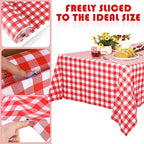 Kochorie 54 Inch x 100 Ft Red Checkered Plastic Table Cloth Roll Disposable - Image 4