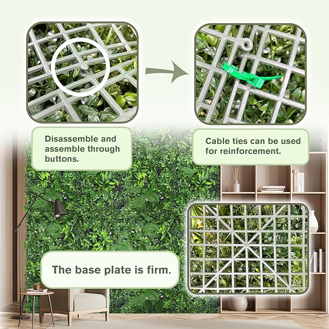 Artificial Green Boxwood Grass Wall Roll: 40"x120" UV Protected Ivy Privacy - Image 4