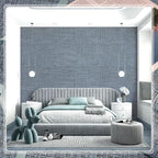 Amiya Grasscloth Wallpaper Blue Peel and Stick Faux Fabric Linen Contact Paper - Image 8