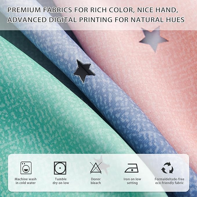 XiDi Pink Grey Curtains for Bedroom, Kids Room Wall Decoration Green Curtain - Image 3