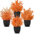 Der Rose Fall Fake Plants 4 Packs Artificial Plants Small Faux Plants Black by DerRose