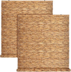DoubleFill 2 Pcs Bamboo Shades Outdoor Reed Roll Up Blinds 48 W x 72 H Blackout by DoubleFill