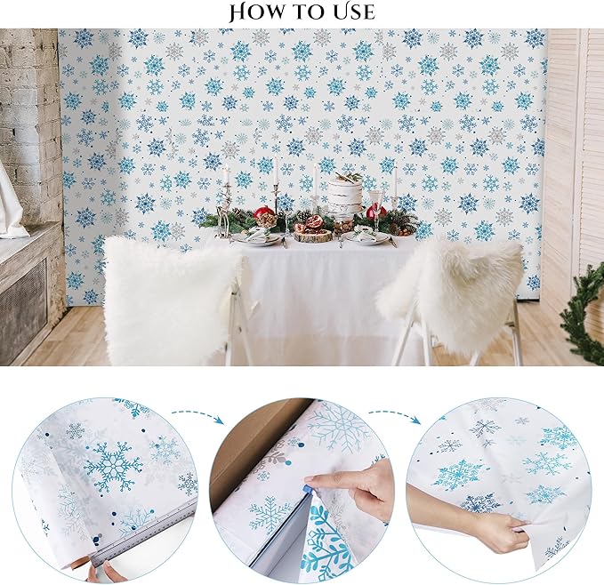Kochorie 100 Ft x 54 Inch Christmas Snowflake Printed Tablecloth Roll - Image 3