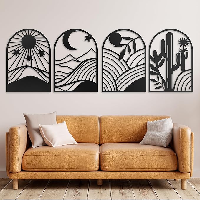 GALLERY GRACE Metal Wall Art Decor – 11" x 16", Office – Boho Minimalist Black by GALLERYGRACE