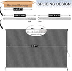 8'W x 8'H Gray Patio Shades Roll up Outdoor Roller Shade Crank Wand Blind - Image 3