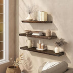 Floating Shelves Set of 2, Solid Elm Wood Wall Shelves 36 Inch - Image 5