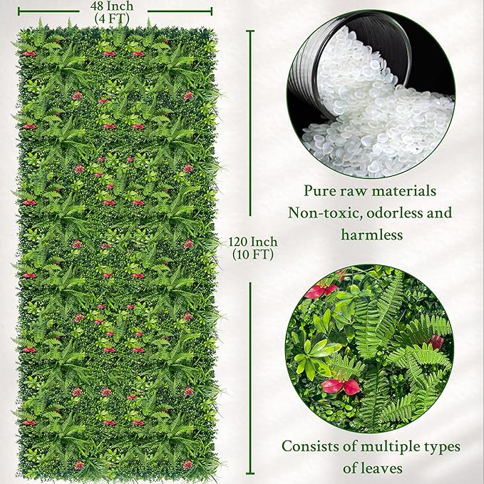 ODTORY Artificial Grass Wall Backdrop Panels Roll: 48X120 in UV-Anti Greenery - Image 2