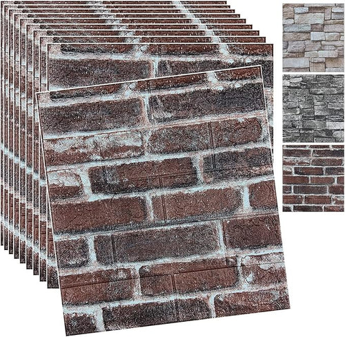 20PCS 3D Wall Panels Peel and Stick 3D Brick Wallpaper Peel and Stick Faux by YLLYLL