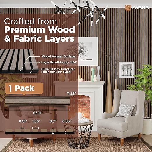 Avana Modern Acoustic Wood Wall Panels –93.2x11.25 Inch Panels – Fits 94x12 - Image 4