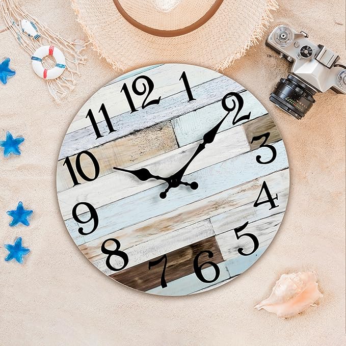 KECYET Wall Clock Battery Operated 16 Inch Silent Non-Ticking Coastal Country - Image 4