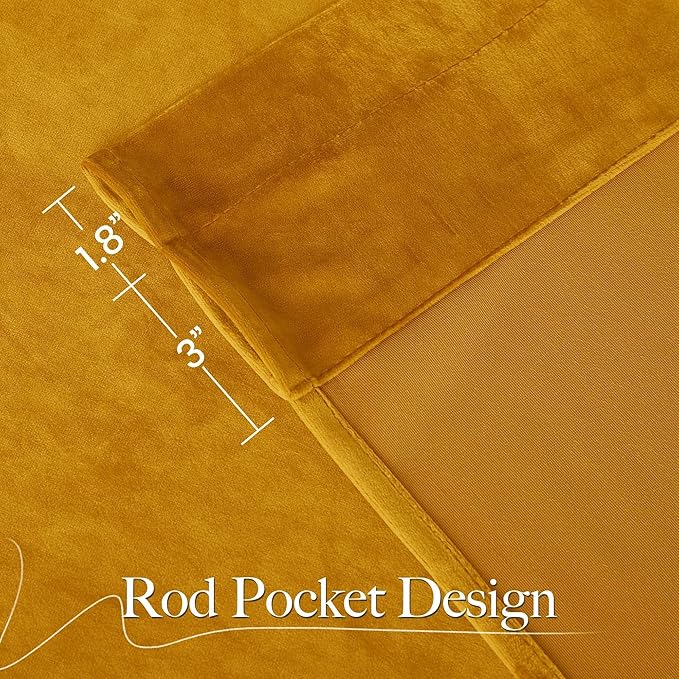 NICETOWN Warm Gold Velvet Curtains 84 inches Long, Room Darkening Drapes - Image 5