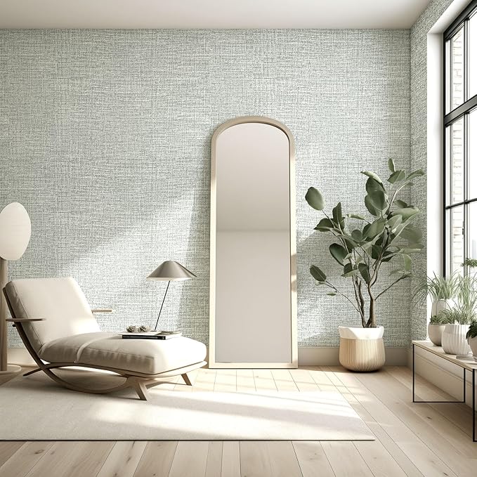 Amiya Grasscloth Grey Wallpaper Peel and Stick Faux Fabric Linen Contact Paper - Image 2