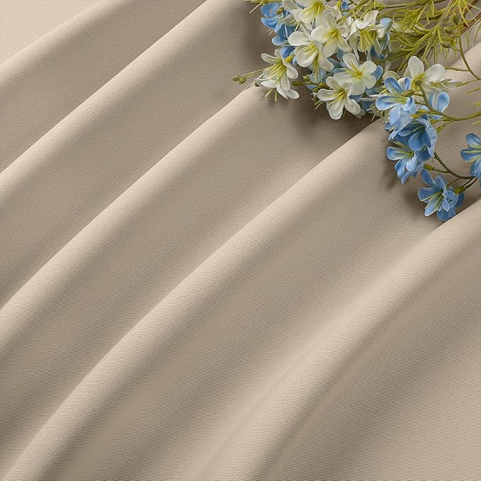 CUCRAF Light Beige Blackout Curtains 84 inch Length 2 Panels Set, Rod Pocket - Image 7